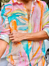 The Nebula Wolf | Handmade Marble Silk Shirt