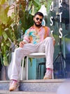The Nebula Wolf | Handmade Marble Silk Shirt