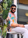 The Nebula Wolf | Handmade Marble Silk Shirt