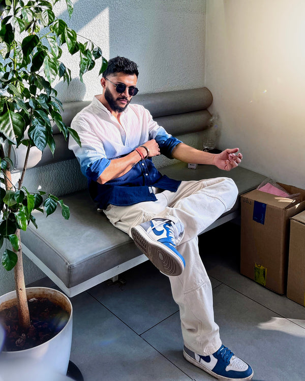 The Skyline Blue Hand-Dyed Cotton Shirt