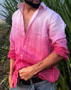 The Flamingo Dip: Hand-Dyed Pure Linen Shirt