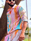 The Nebula Wolf | Handmade Marble Silk Shirt